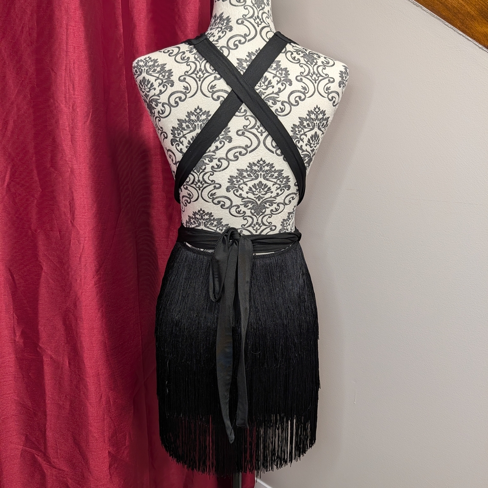 5 Piece Black Fringe Clothing Lot - Romper, Tops, Vest & Shorts- Small/26 - Picture 4 of 13